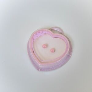 Vintage 90s Pink Faux Pearl Stud Earrings